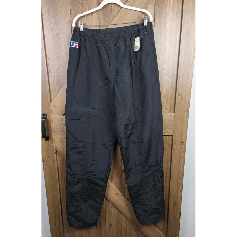 Vintage Russel Athletic Windbreaker Track Pants‎ Nylon Black NWT Large